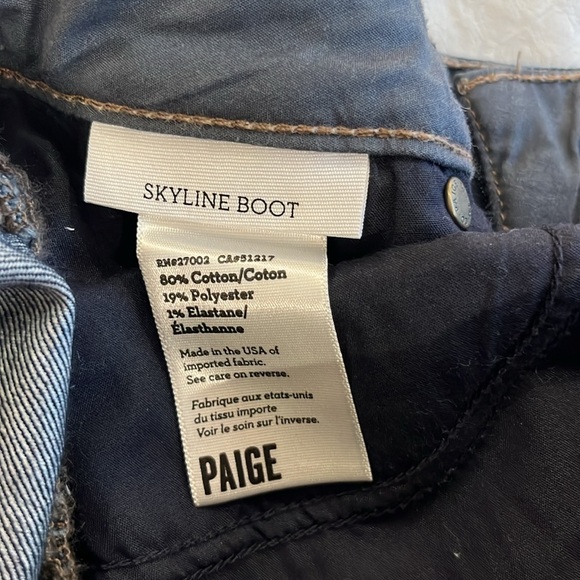 Paige Skyline Mid Rise Bootcut Jeans, Dark Blue, Size 30 - Picture 6 of 6